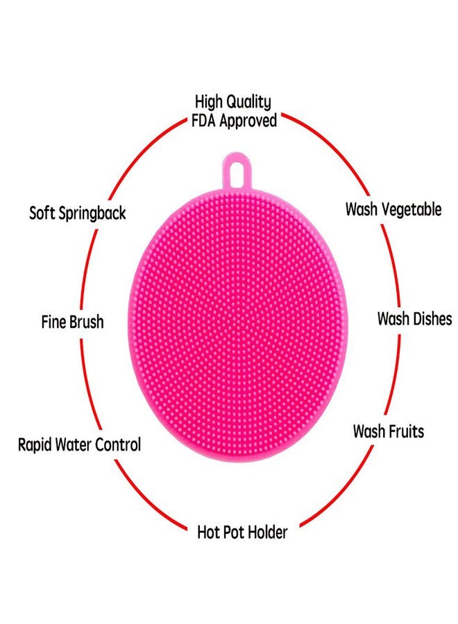 Prostuff.in Cleaning Sponge Silicone Scrubber for Kitchen Non Stick Dishwashing & Fruit and Vegetable Washing Brush Round Scrubber Multi Color (Pack of 3) - Image 3